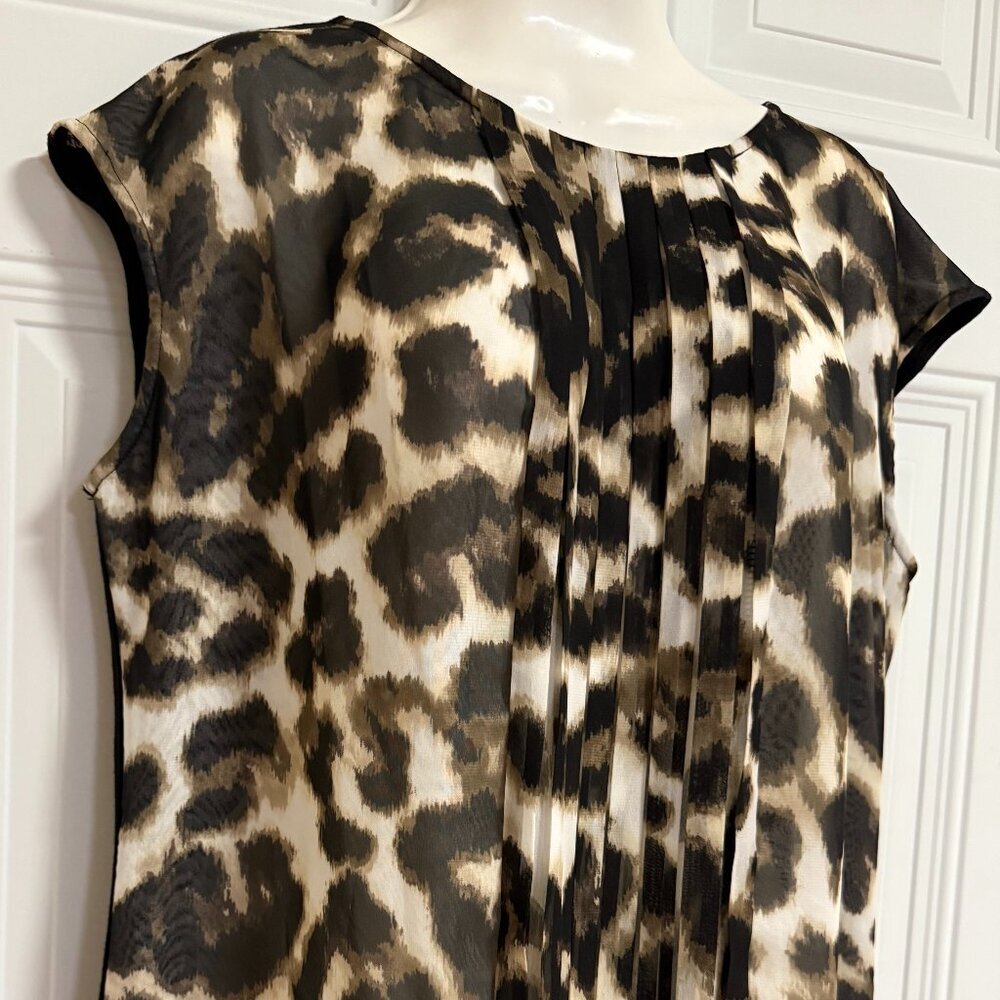 Worthington Shell‎ Blouse Animal Print Glam SZ XL Pleated Front